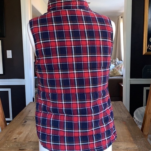 guc Skies are Blue Plaid Sherpa Lined Vest Size M - Picture 5 of 13